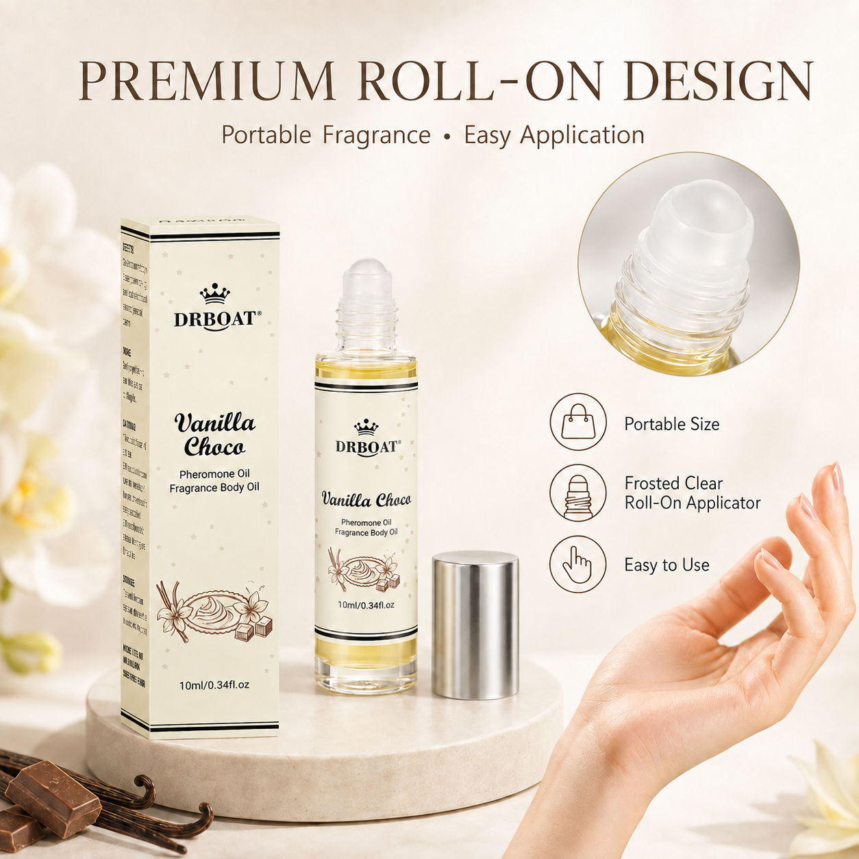Perfume Fragrance Oil - Vanille-Choco-Sandelholz Roll-On Parfümöl für Damen, alkoholfrei,