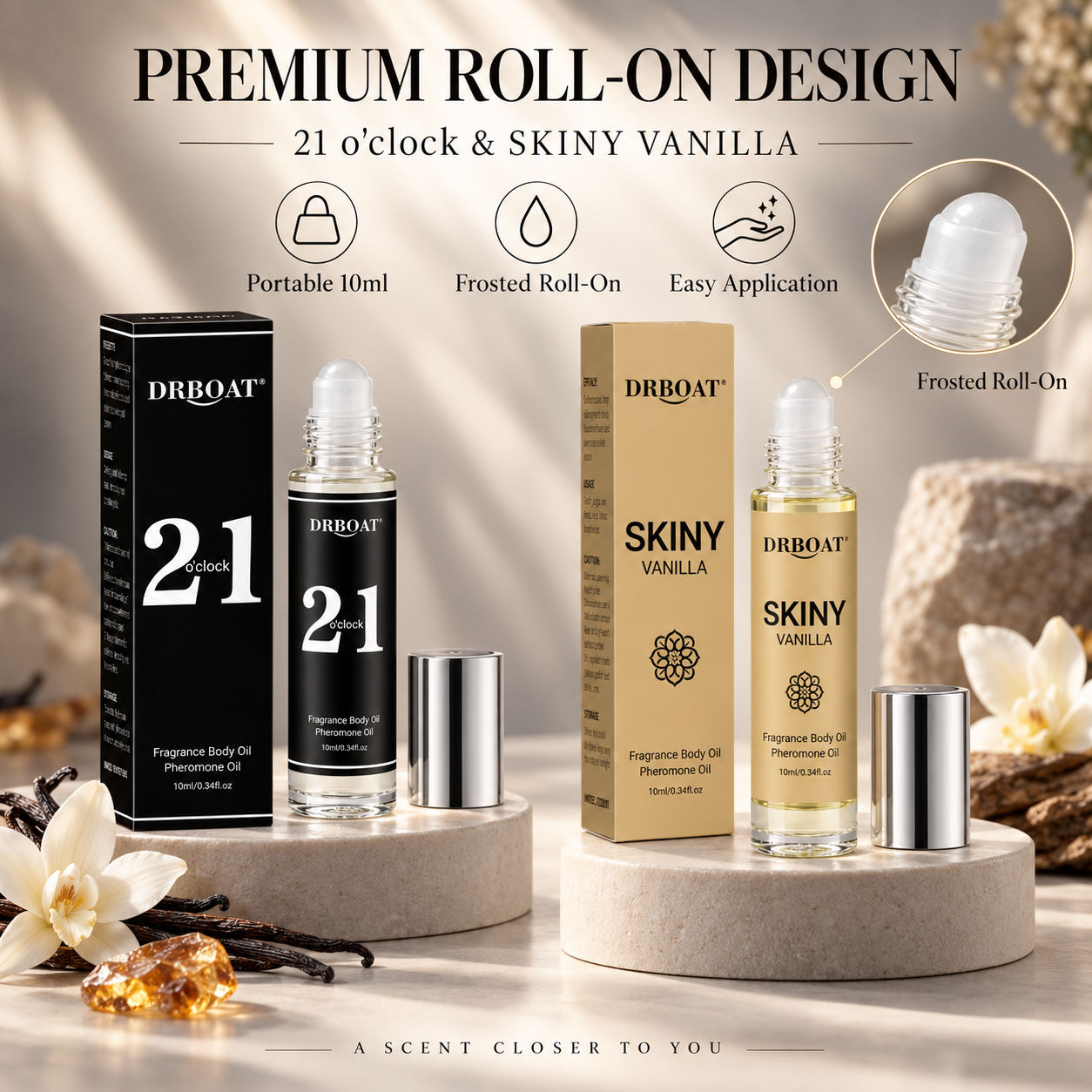 Perfume Alcohol Fragrance - Herren Roll-On Parfümöl, Karamell-Bernstein-Vanille & Sanftes